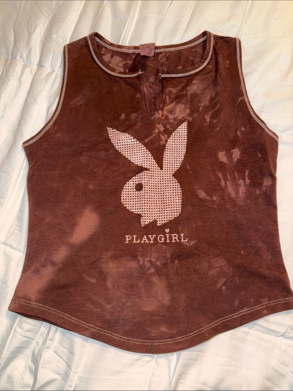 Playgirl Graphic Tank Top - Brown with sparkly Logo